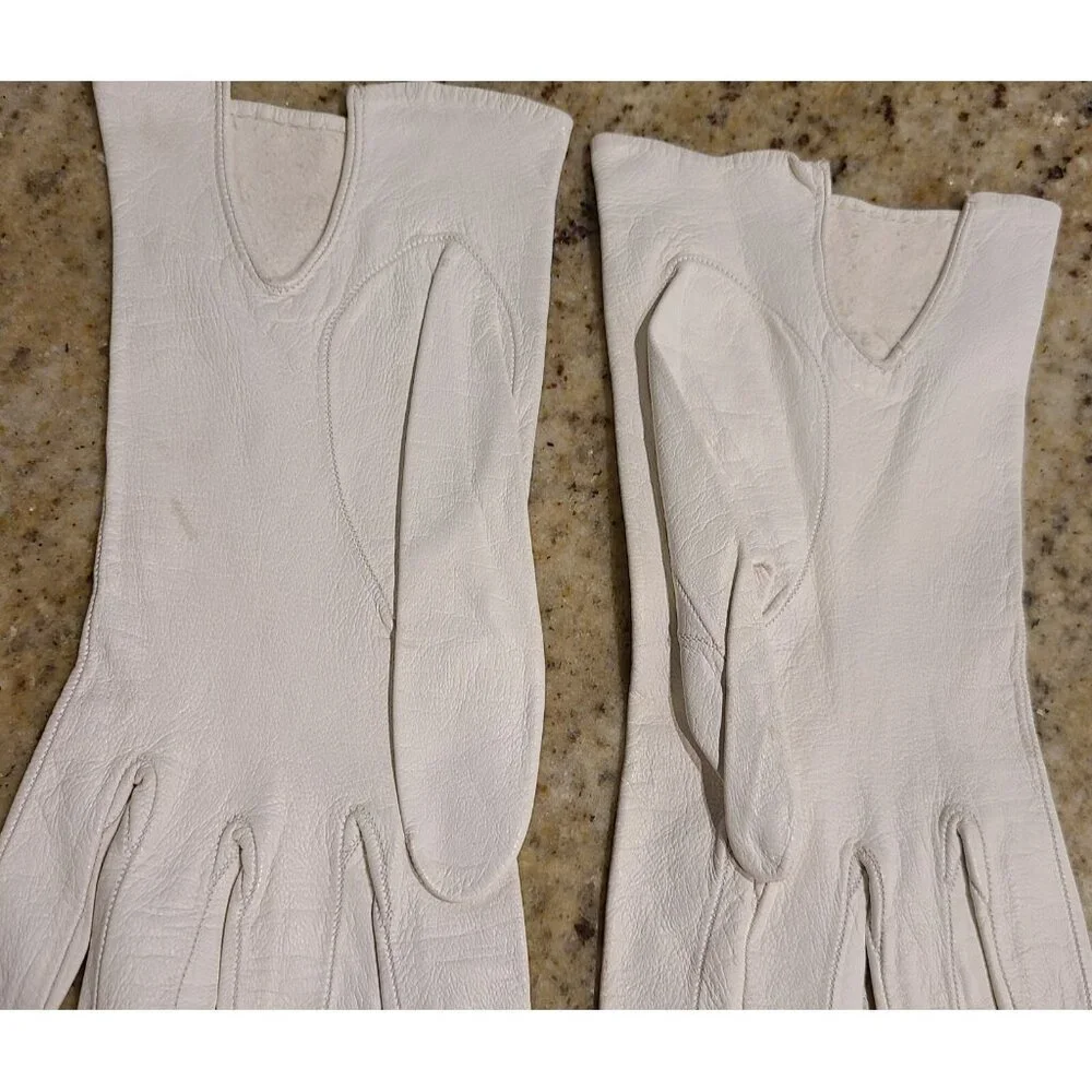 Vintage Size S White Kid Leather Formal 8.5
